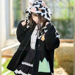 Fluffy Cow Zip Up Hoodie